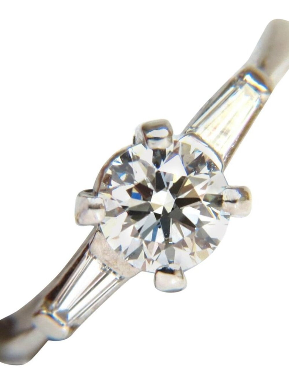 GIA .74CT IDEAL CUT G/VS2 ROUND BRILLIANT NATURAL DIAMOND RING PLATINUM*